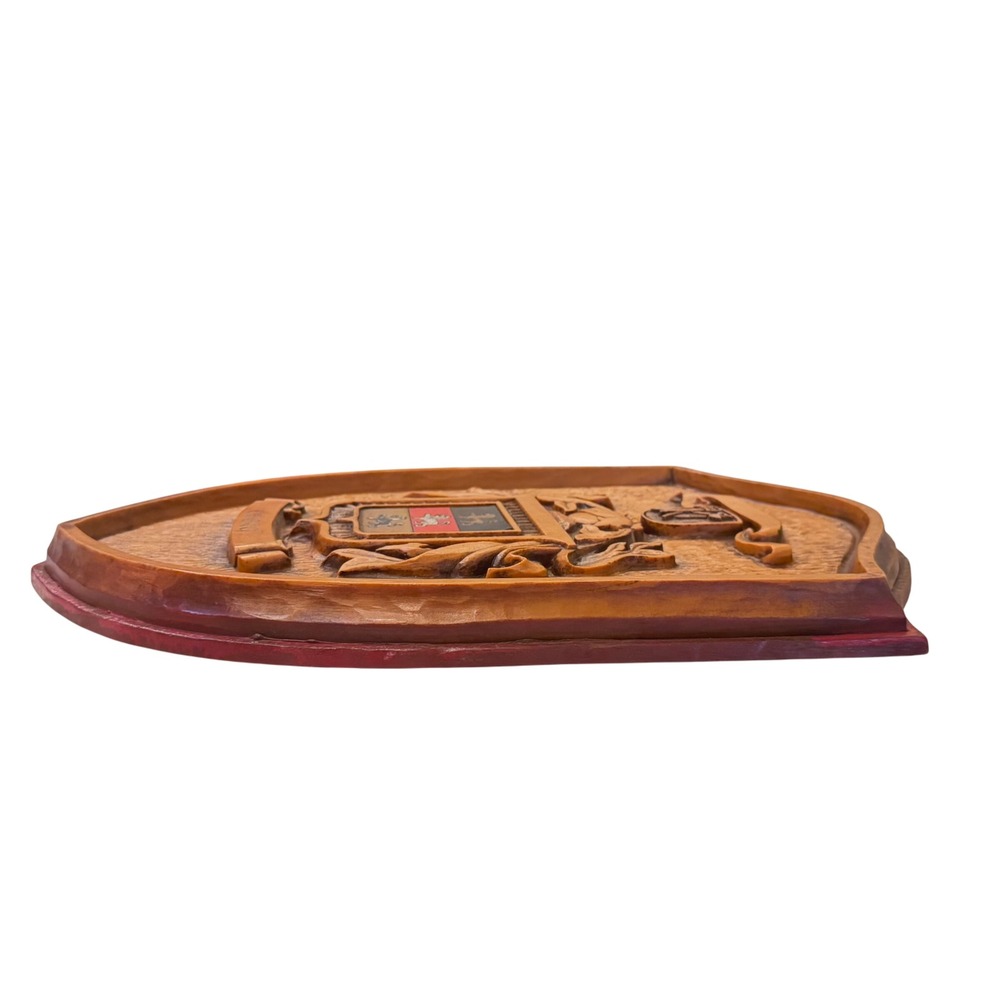 Vintage Wood-Look Oberg Family Crest Coat of Arms Wall Plaque Shield 15x9"‎ - Picture 6 of 8